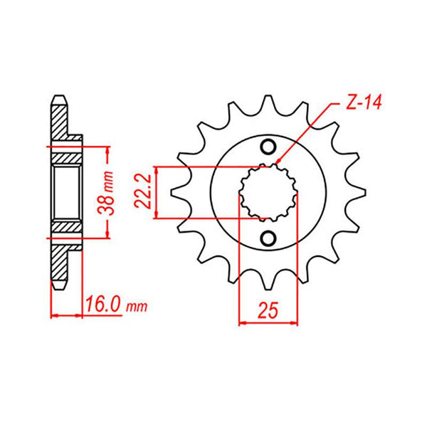 SPKT FRONT RK STEEL 736 14T #520