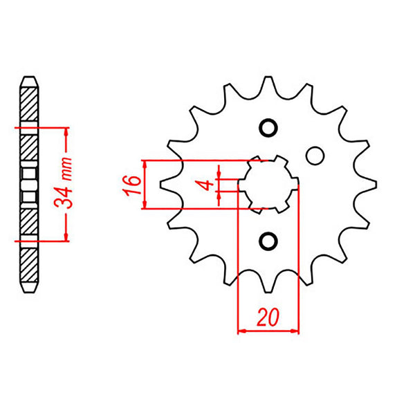 SPKT FRONT OE STEEL  15T #428 HI/LOW 20mm ID