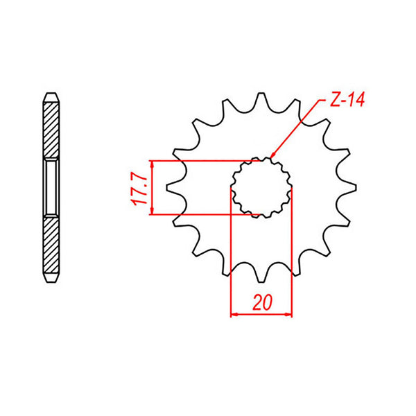 MTX Parts Spkt Front Oe Steel 564 14T #520