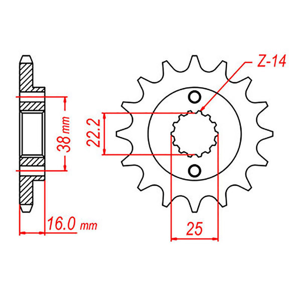 SPKT FRONT OE STEEL 736 16T #520