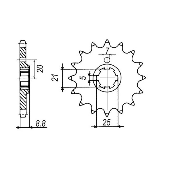 SPKT FRONT OE STEEL 507 14T #520