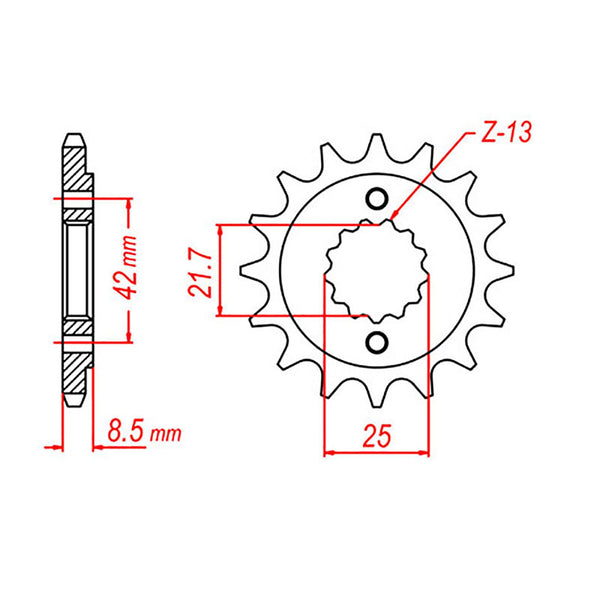 MTX 512 Steel Front Sprocket #520 Size 16 Tooth