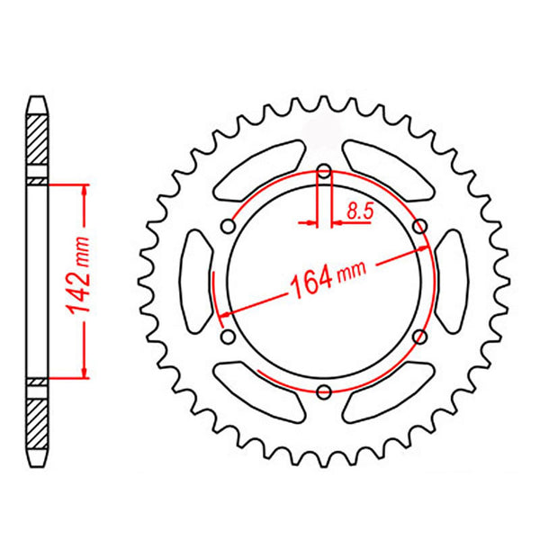 SPKT REAR OE STEEL 1074 44T #525