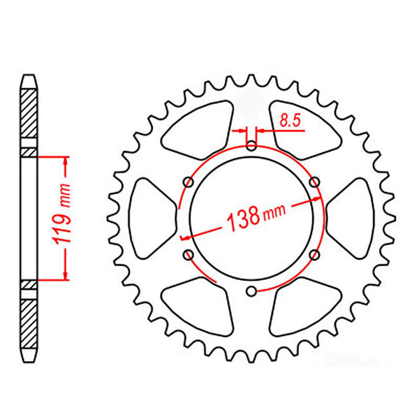 SPKT REAR OE STEEL 1950 50T #520