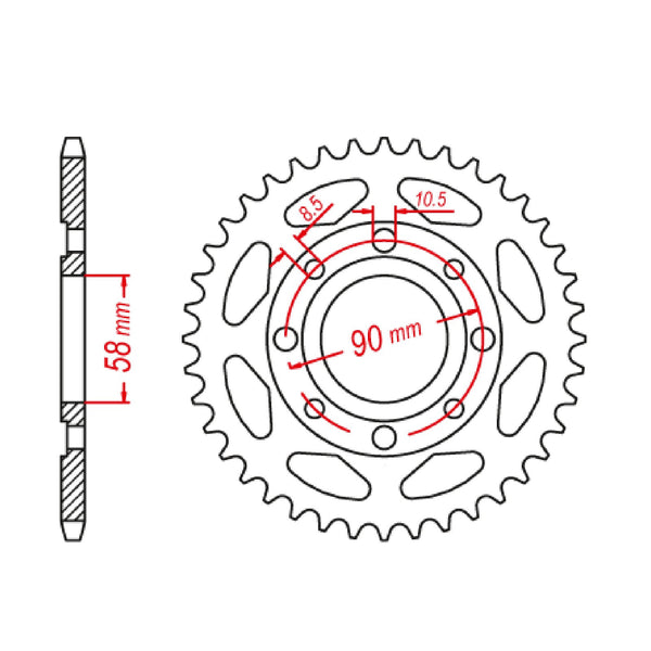 SPKT REAR OE STEEL 269 45T #428