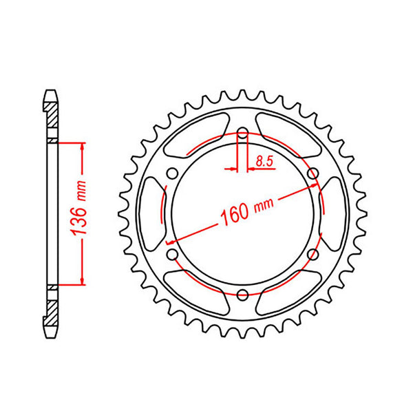 SPKT REAR OE STEEL 005 43T #520