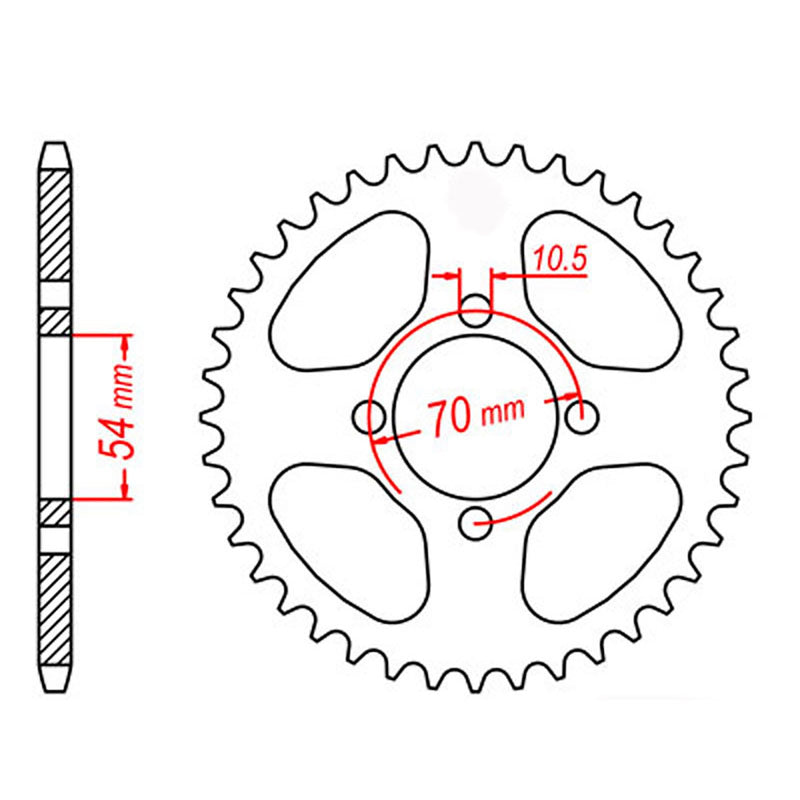 SPKT REAR OE STEEL 1206 44T