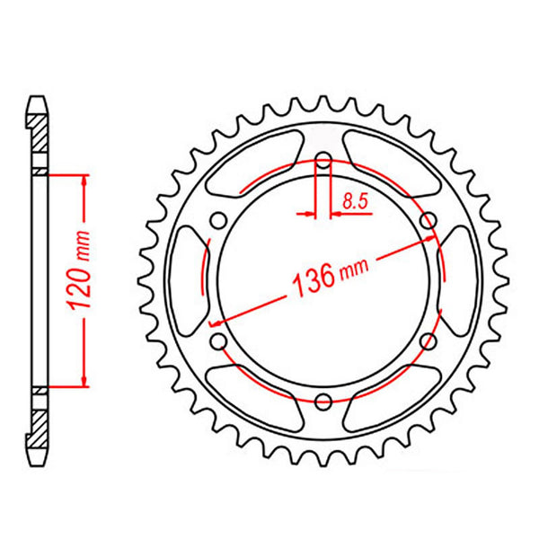 MTX Parts Spkt Rear Oe Steel 1847 52T #428