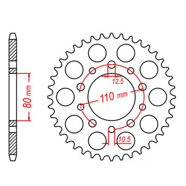 SPKT REAR RK STEEL 1332 43T #525