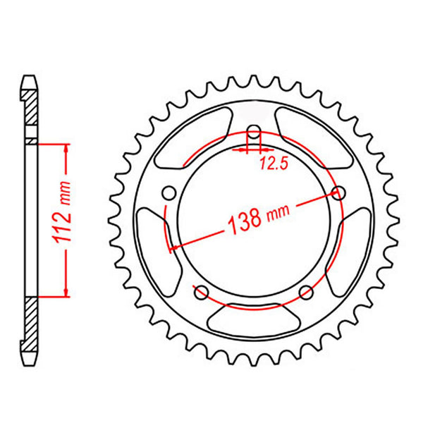 SPKT REAR OE STEEL 1304 44T #525