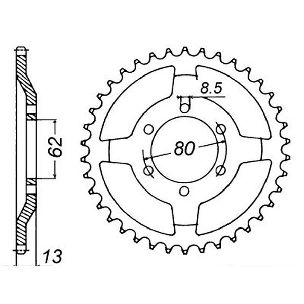 SPKT REAR OE STEEL 1869 45T #428