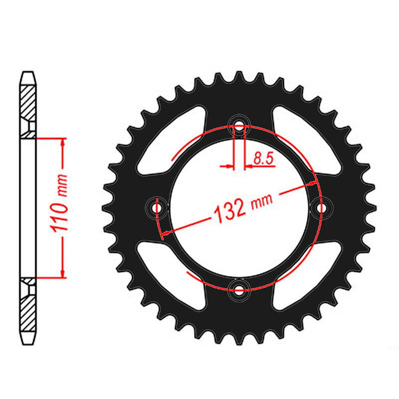 MTX Parts Spkt Rear Alloy Mtx Zero Black 895 49T