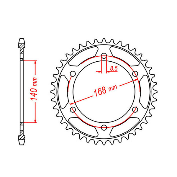 SPKT REAR OE STEEL 6 41T #525 For 8.5mm Bolts