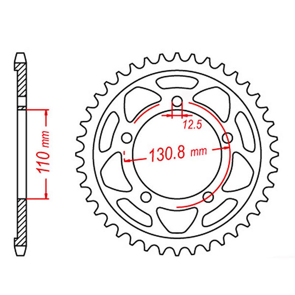 SPKT REAR OE STEEL 7 44T #525