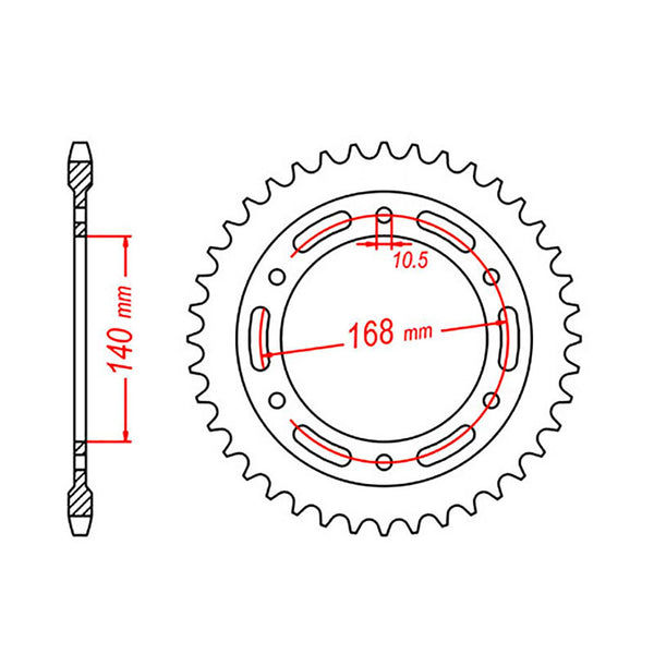 SPKT REAR OE STEEL 003 41T #525 For 10.5mm Bolts