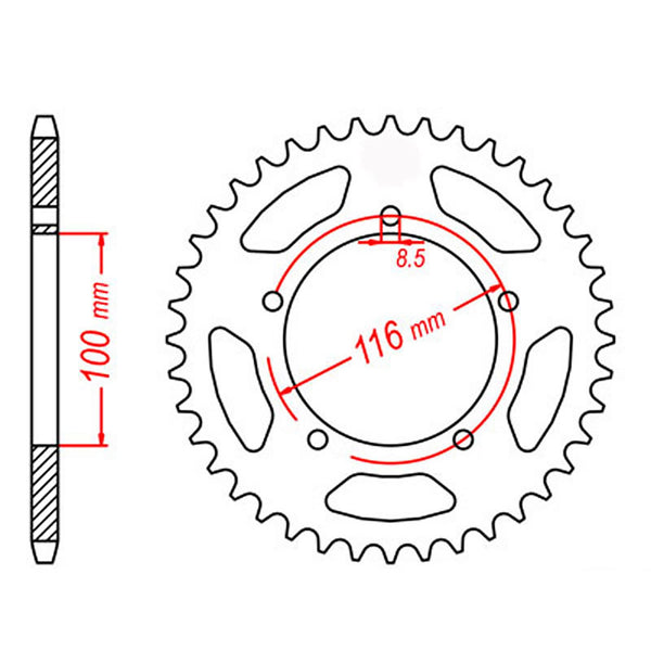 SPKT REAR OE STEEL 464 44T #420