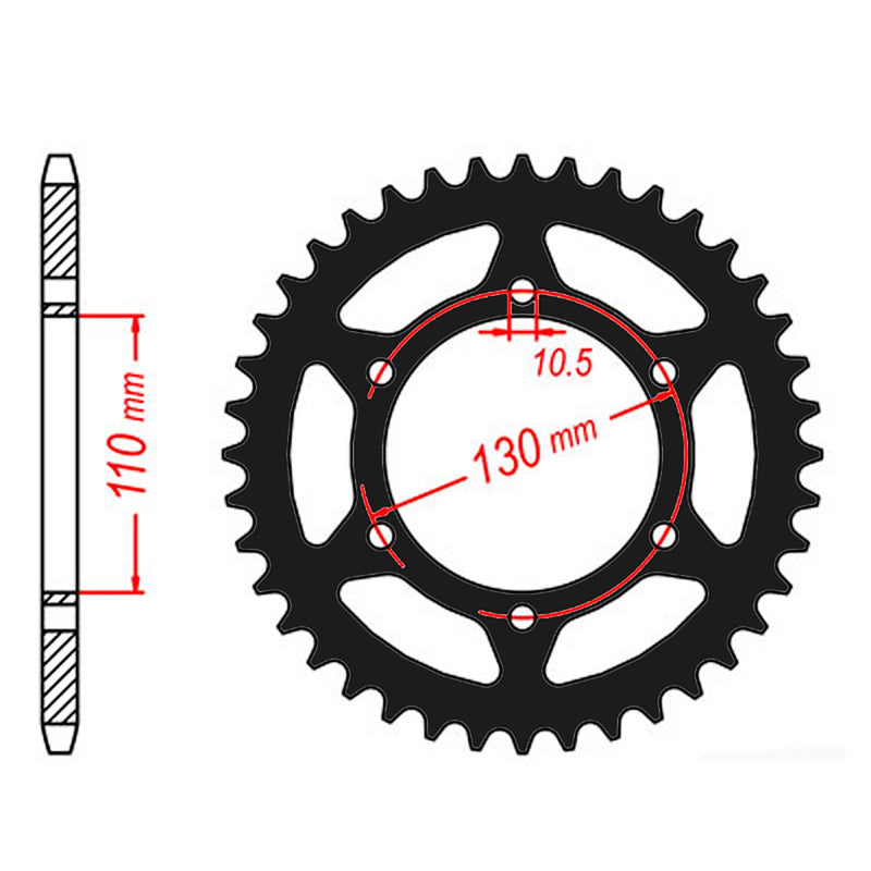 MTX Parts Spkt Rear Alloy Mtx Zero Black 486 43T