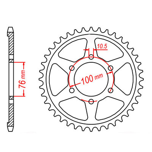 MTX 816 Steel Rear Sprocket #530 Size 45 Tooth