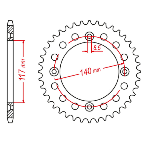 SPKT REAR OE STEEL 831 46T #428