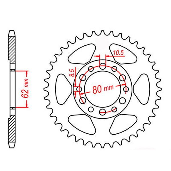 MTX Parts Spkt Rear Oe Steel 1842 45T #428