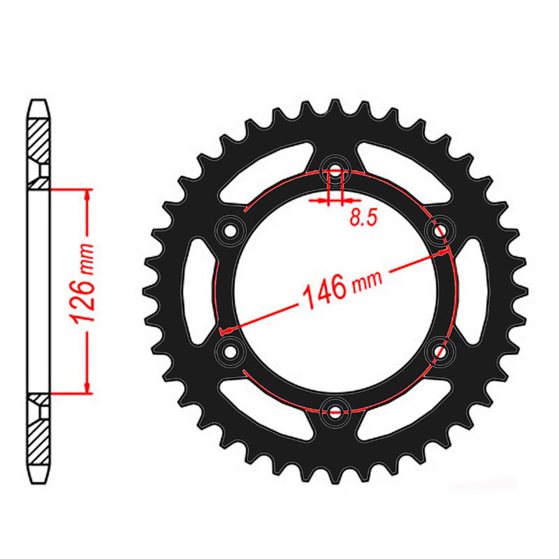 SPKT REAR ALLOY MTX ZERO BLK 808 47T