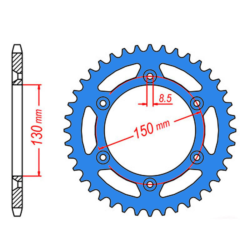 SPKT REAR ALLOY MTX ZERO BLU 251 48T