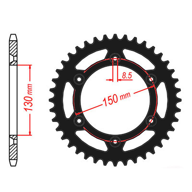 SPKT REAR ALLOY MTX ZERO BLK 251 49T