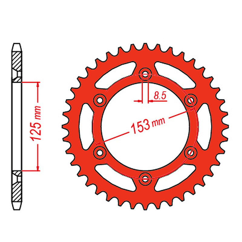 SPKT REAR ALLOY MTX ZERO RED 210 50T