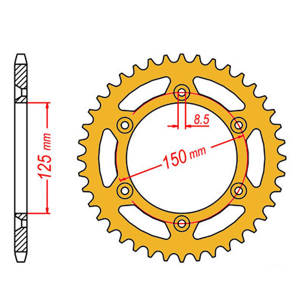 SPKT REAR ALLOY MTX ZERO GLD 897 45T #520