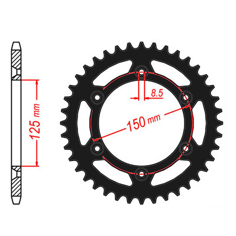 SPKT REAR ALLOY MTX ZERO BLK 897 49T