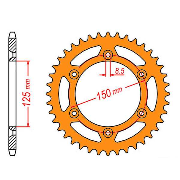 SPKT REAR ALLOY MTX ZERO ORG 897 47T #520