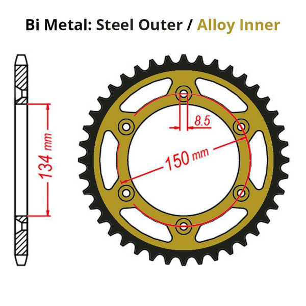 SPKT REAR MTX RAPTOR BI-METAL GLD/BLK 460 50T #520