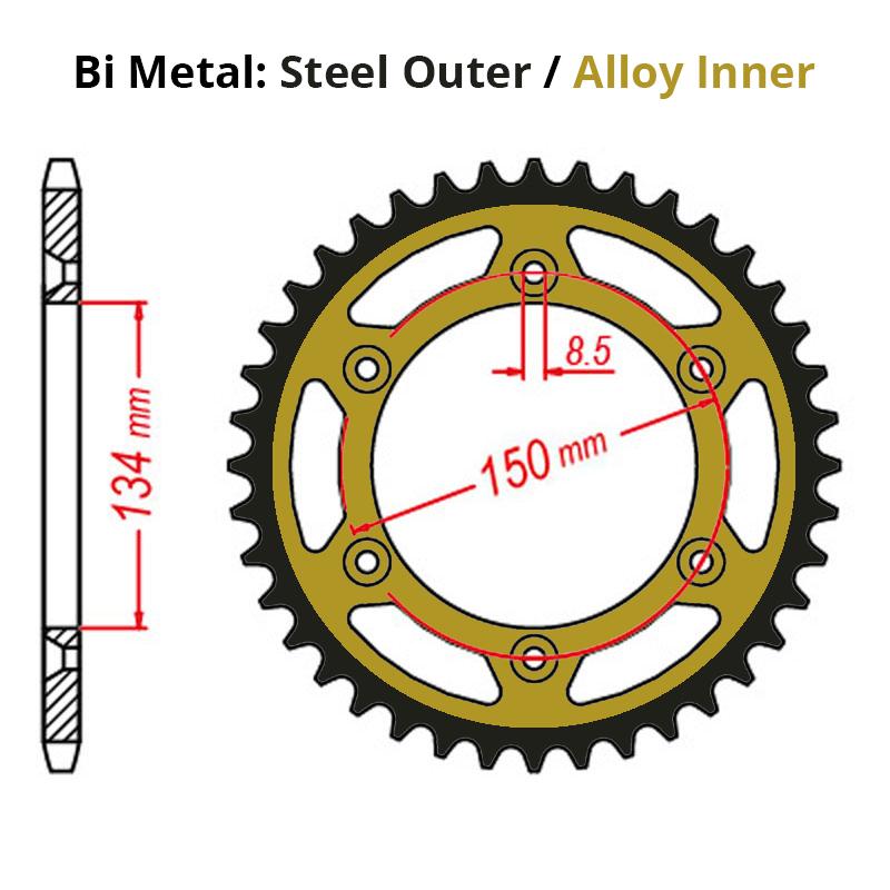 SPKT REAR MTX RAPTOR BI-METAL GLD/BLK 460 50T