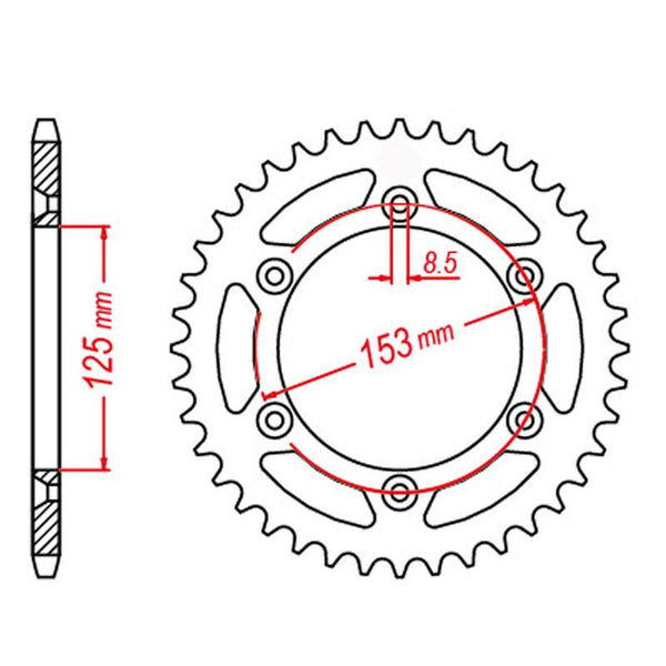 SPKT REAR MTX HORNET LIGHTWEIGHT STEEL 210 49T #520