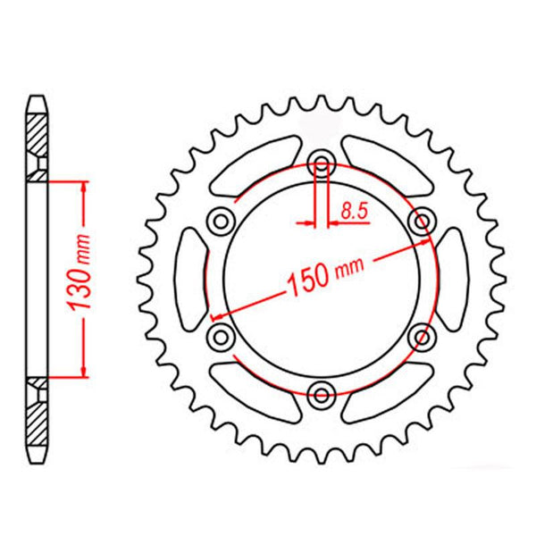 SPKT REAR MTX HORNET LIGHTWEIGHT STEEL 251 51T #520