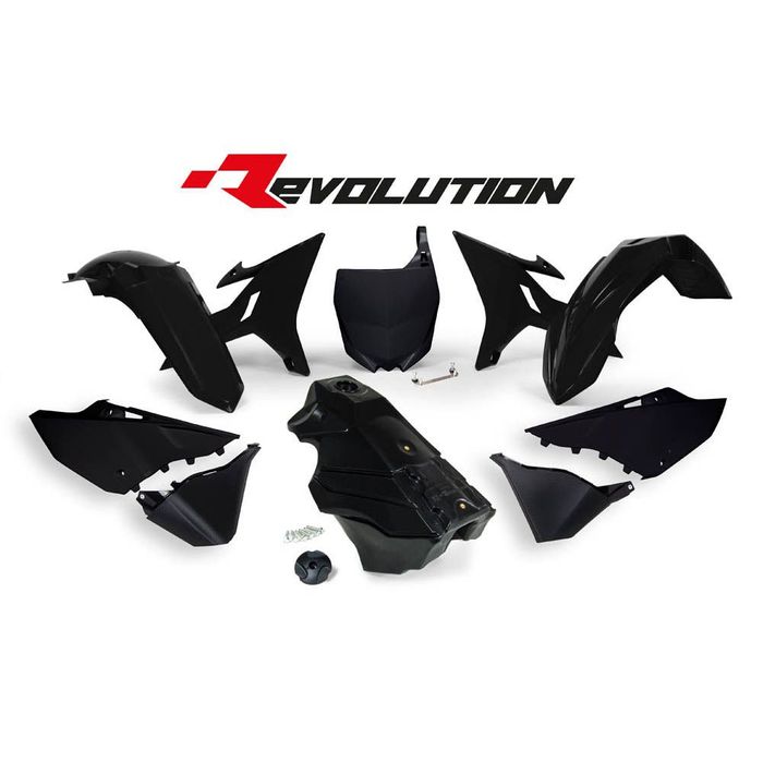 Rtech Revolution Plastics Kit Yamaha YZ125 YZ250 YZ250X 02-21 Black