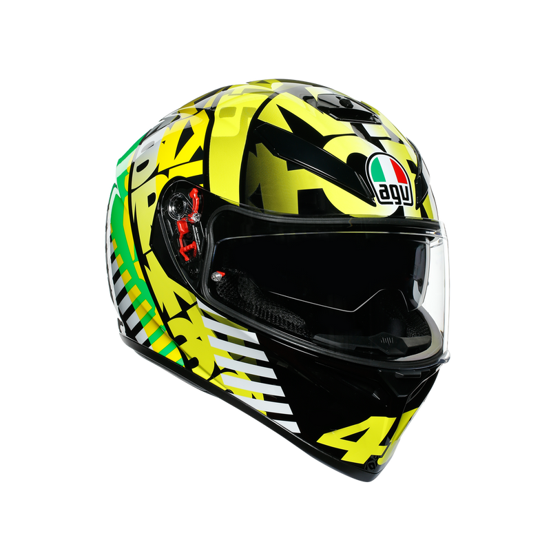 AGV K3 SV Rossi Tribe 46 Black Hi Vis Yellow Road Helmet Size Large 60cm