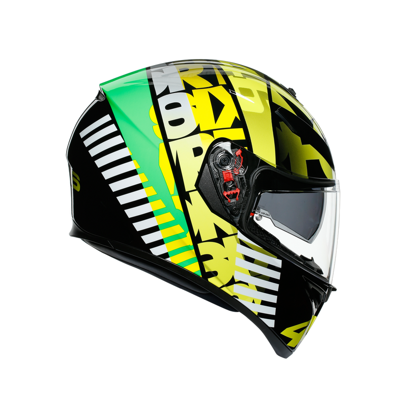 AGV K3 SV Rossi Tribe 46 58 ML Medium Large Black Hi Vis Yellow Helmet