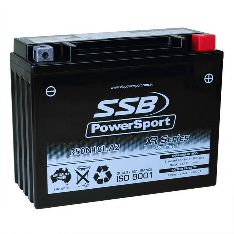 Super Start Motorcycle And Powersports Battery (Y50N18L-A2) Agm 12V 21Ah Cca450 Ssb High Performance