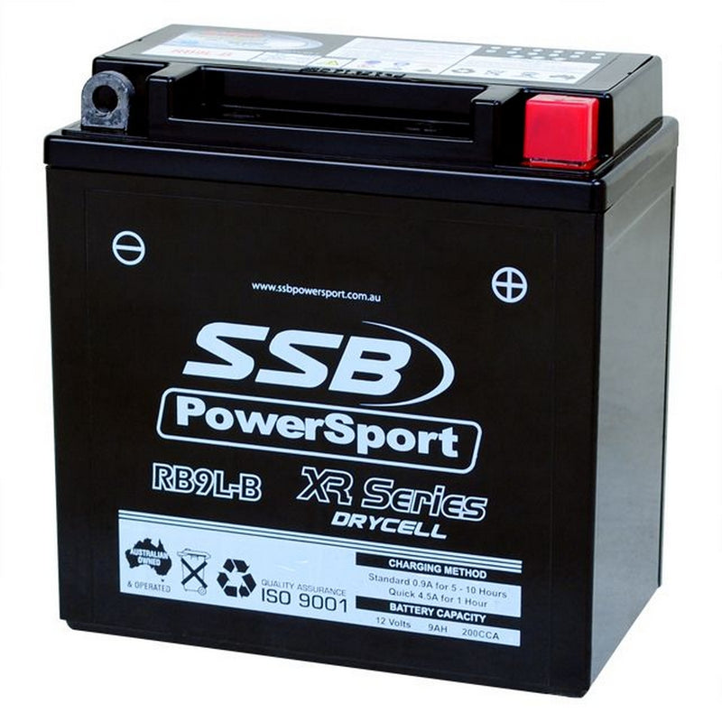 Super Start Motorcycle And Powersports Battery (Yb9L-B) Agm 12V 9Ah 200Cca By Ssb High Performance