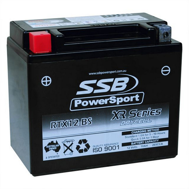 Super Start Motorcycle And Powersports Battery (Ytx12-Bs) Agm 12V 10Ah 265Cca By Ssb High Performance