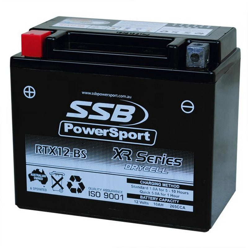 Super Start Motorcycle And Powersports Battery (Ytx12-Bs) Agm 12V 10Ah 265Cca By Ssb High Performance