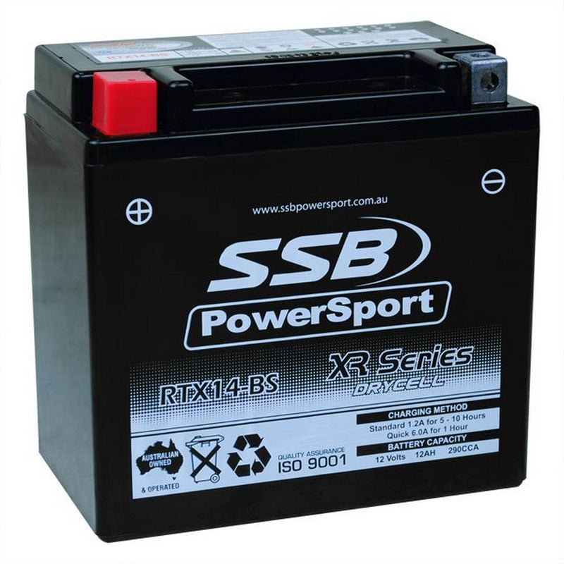 Super Start Motorcycle And Powersports Battery (Ytx14-Bs) Agm 12V 12Ah 290Cca Ssb High Performance