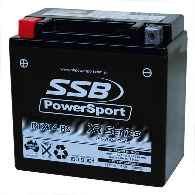 Super Start Motorcycle And Powersports Battery (Ytx14-Bs) Agm 12V 12Ah 290Cca Ssb High Performance